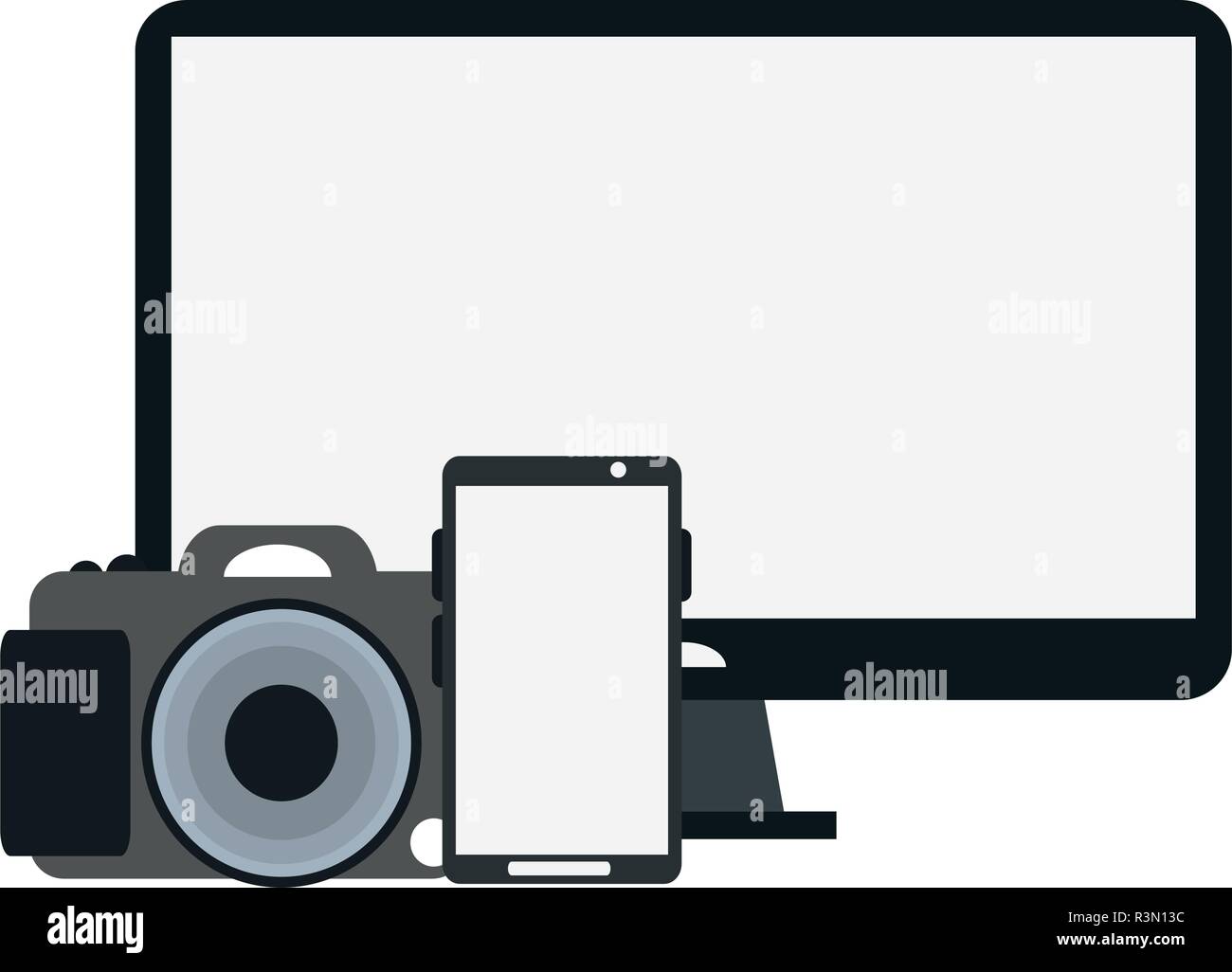 Smartphone and smartwatch with apps Stock Vector