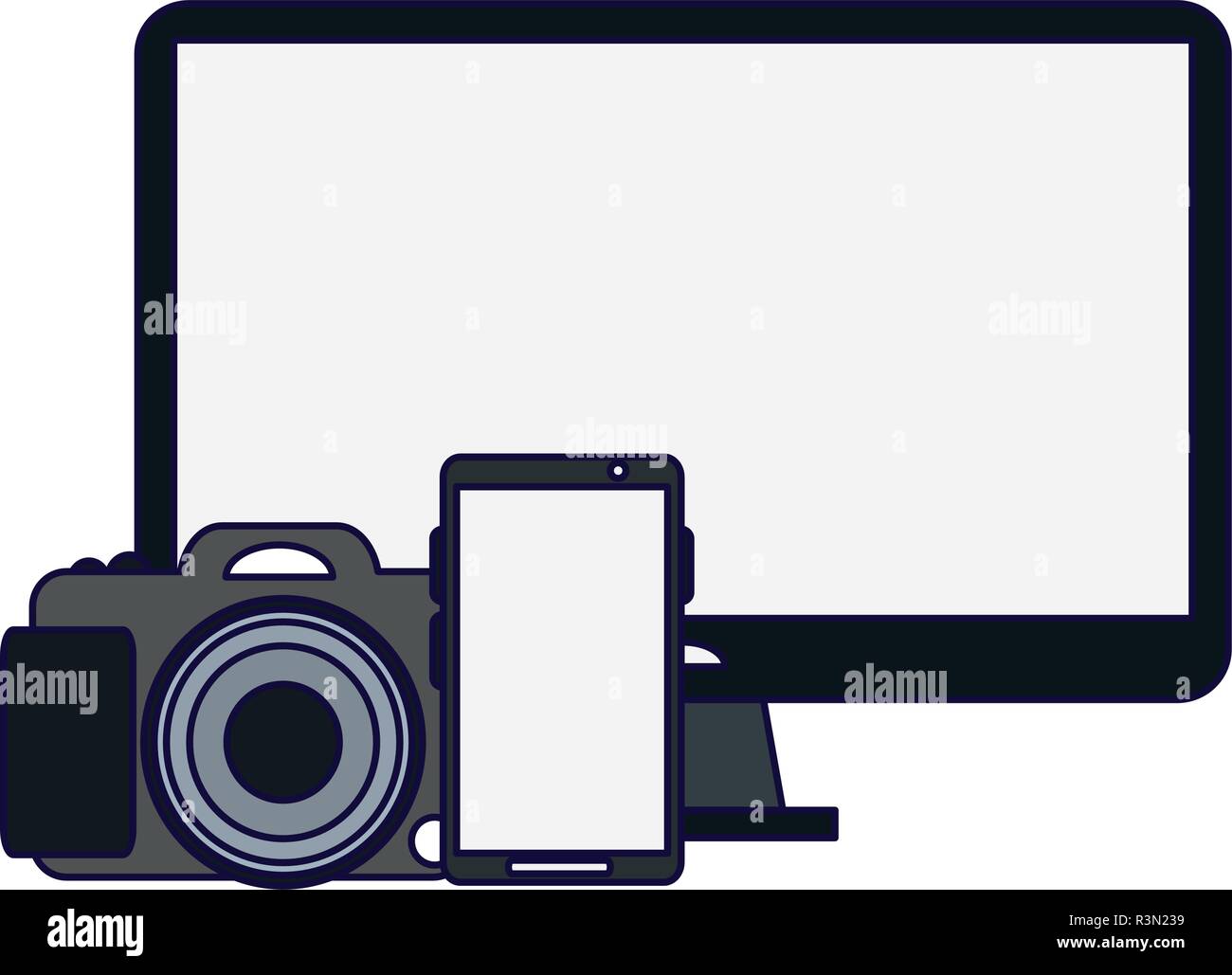 Smartphone and smartwatch with apps Stock Vector