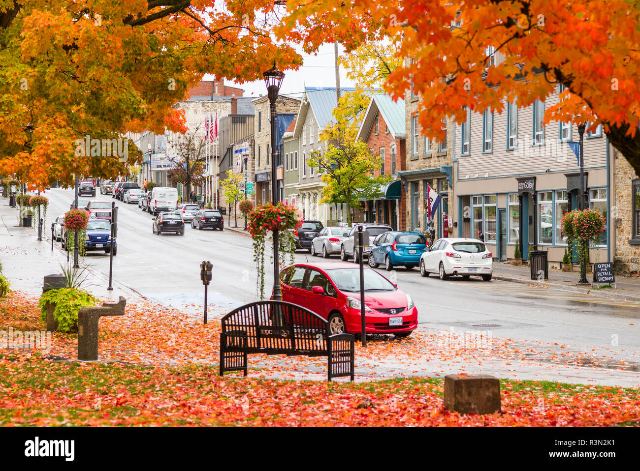 Canada, Ontario, Thousand Islands Region, Gananoque, autumn in Thousand Islands town Stock Photo