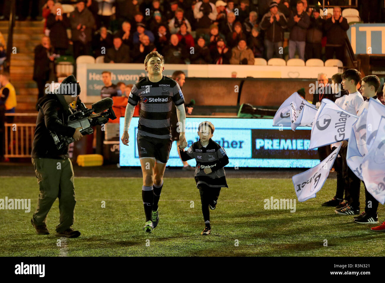 Newcastle Falcons Toby Flood on his 100th appearance during the Gallagher Premiership match at Kingston Park, Newcastle. Stock Photo