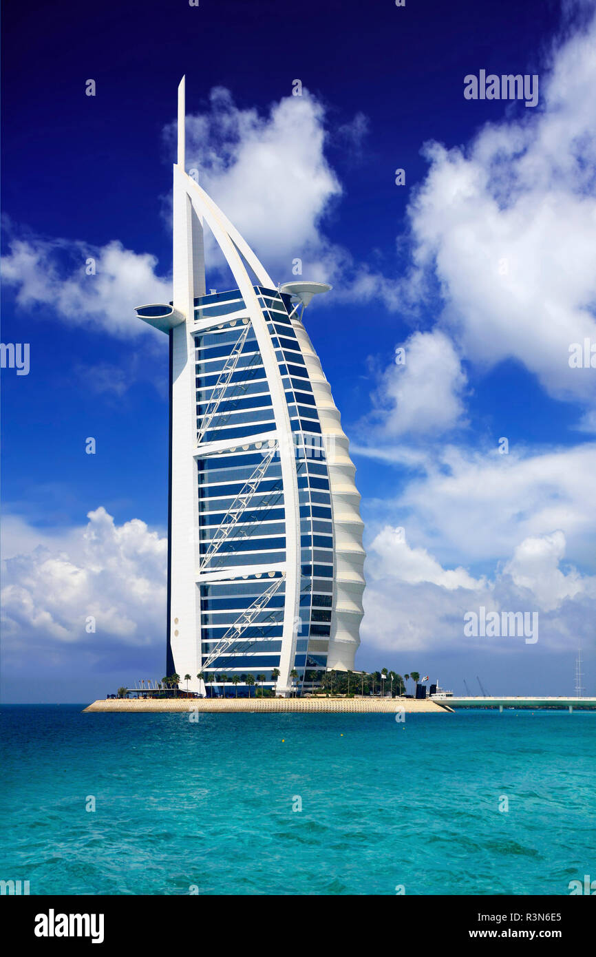 Burj Al Arab Hotel designed to resemble a billowing sail, Dubai, United Arab Emirates, UAE Stock Photo