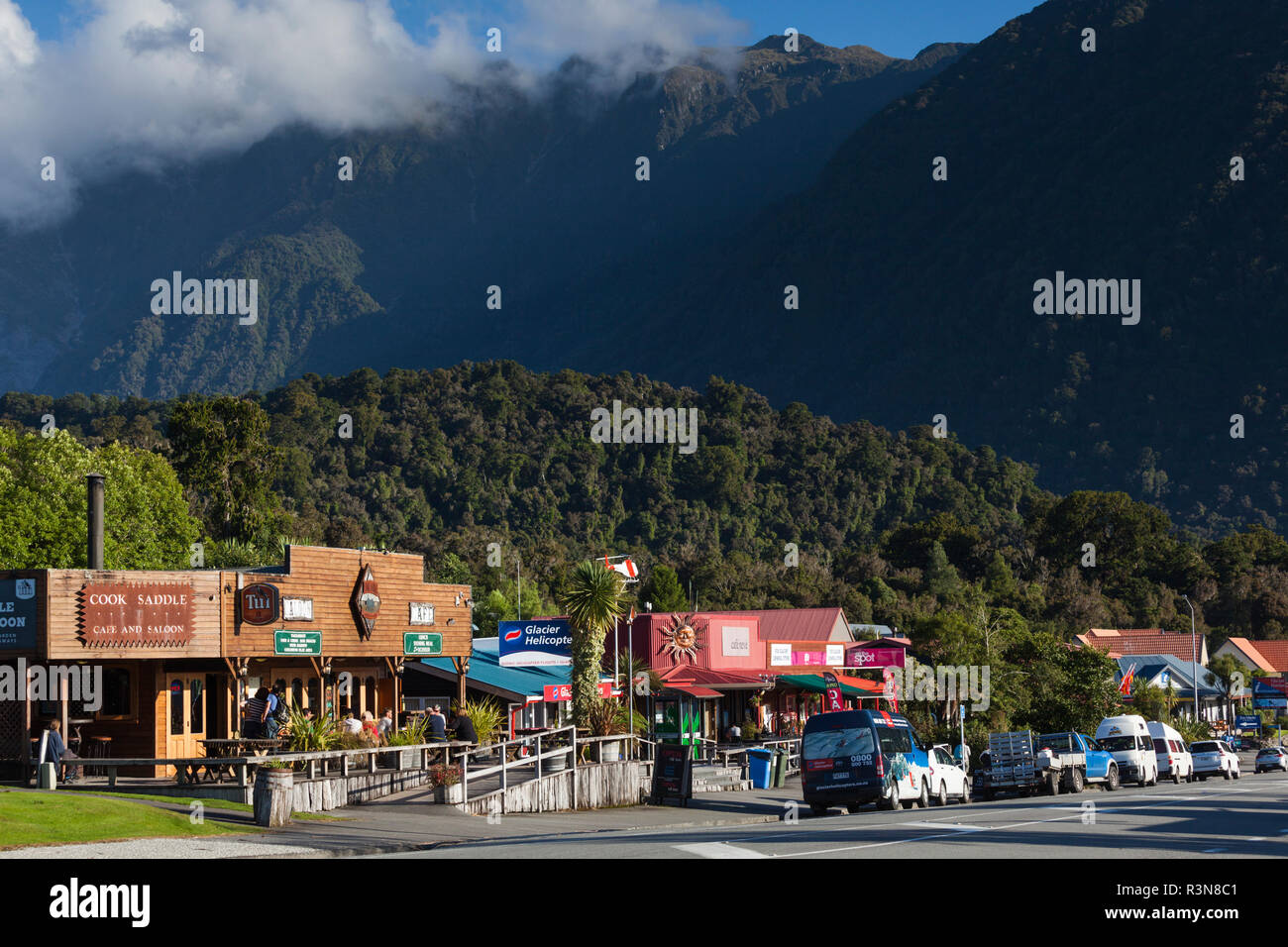 New Zealand, South Island, West Coast, Fox Glacier Village, village view Stock Photo
