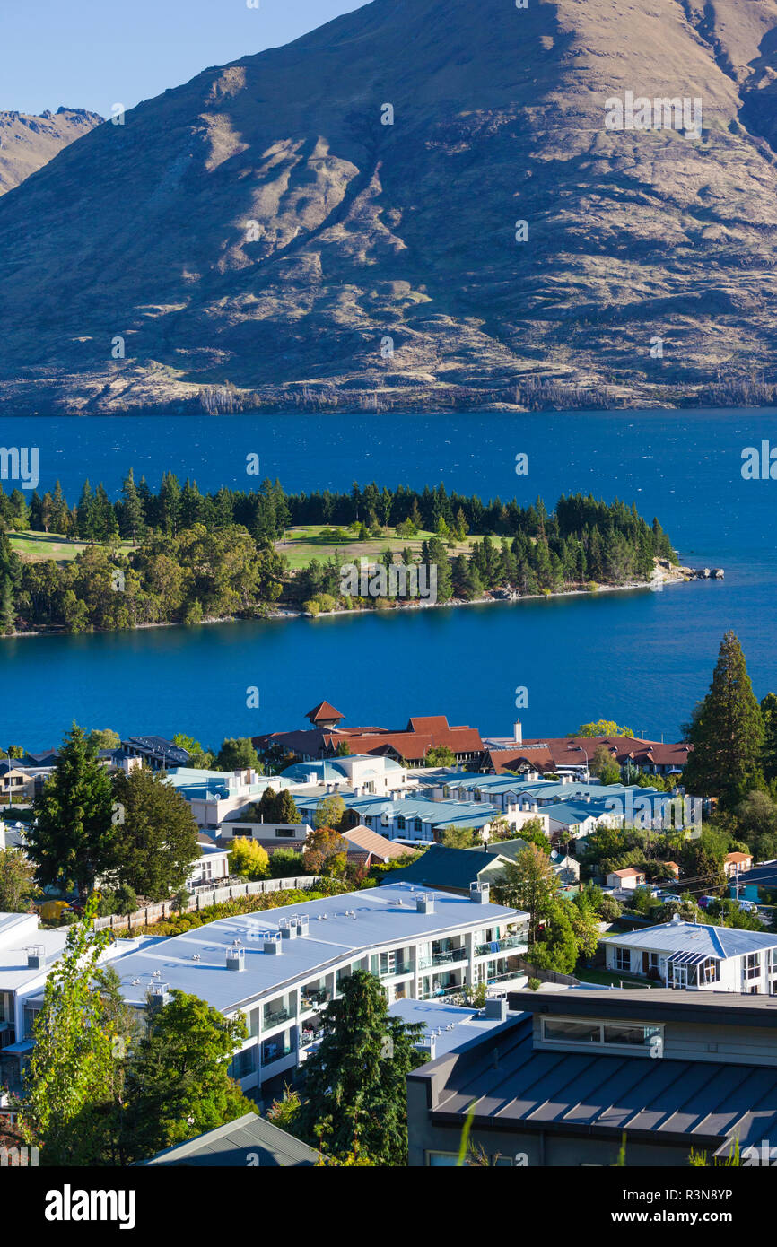 New Zealand, South Island, Otago, Queenstown, elevated town view Stock ...