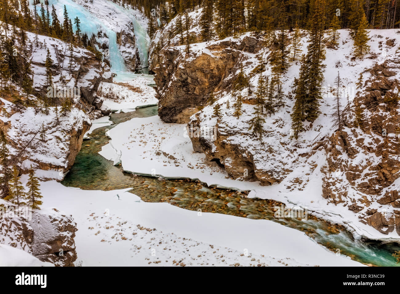 The Cline River Canyon in winter near Nordegg, Alberta, Canada Stock