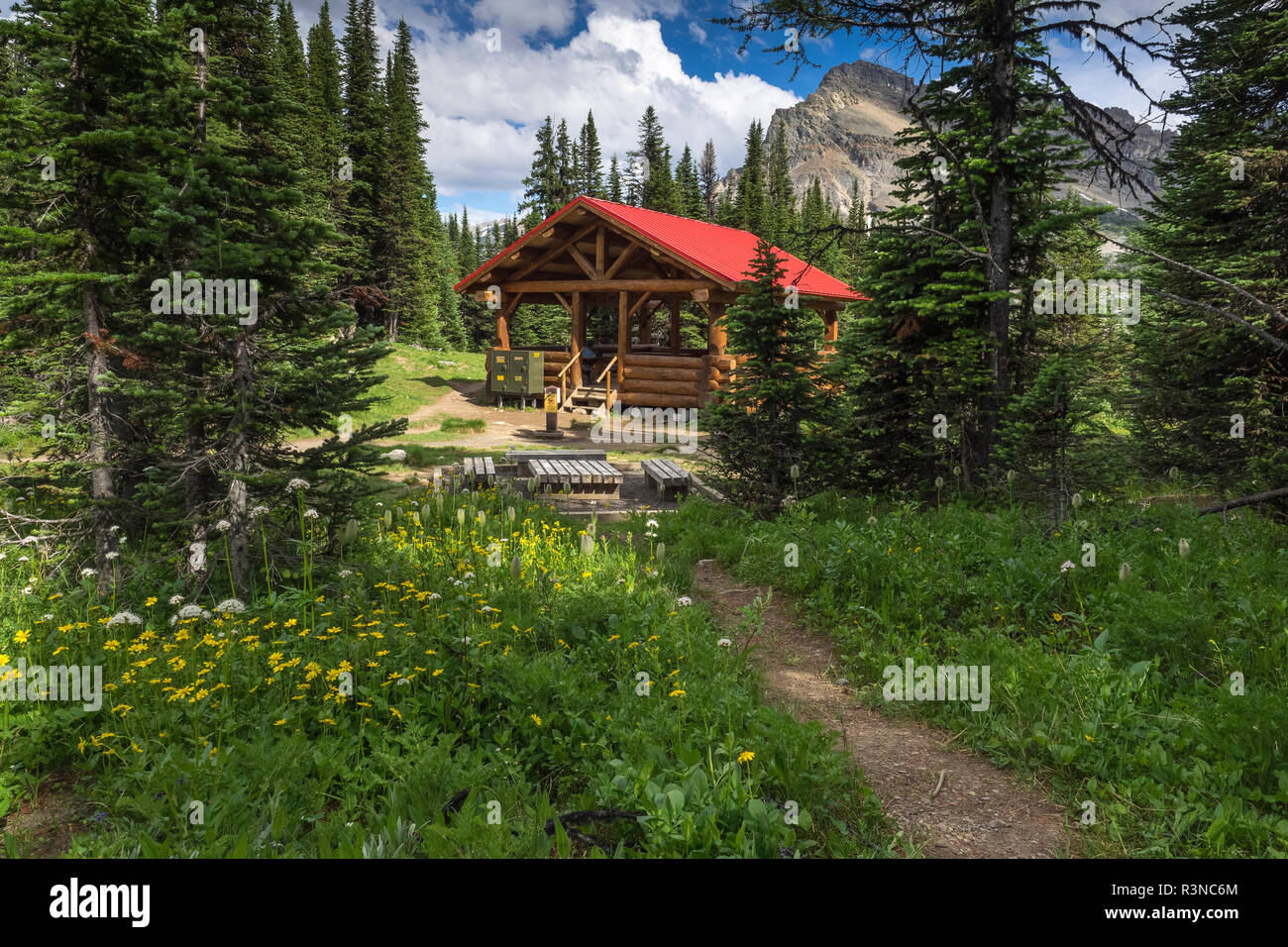 Camping Shelter, Mount Assiniboine National Park, Canada Stock Photo