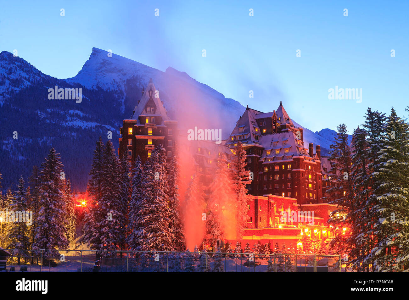 Early Winter Morning View Of Fairmont Banff Springs Hotel Near Town Of Banff Canadian Rockies Alberta Canada Stock Photo Alamy