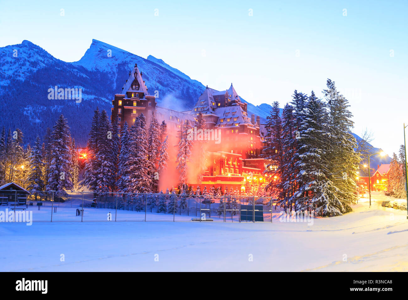 Early Winter Morning View Of Fairmont Banff Springs Hotel Near Town Of Banff Canadian Rockies Alberta Canada Stock Photo Alamy