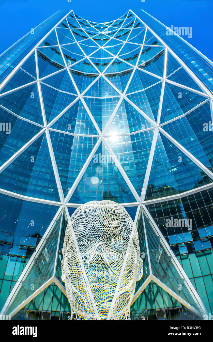 Wire Head Wonderland Public Sculpture, Bow Building, Calgary, Alberta