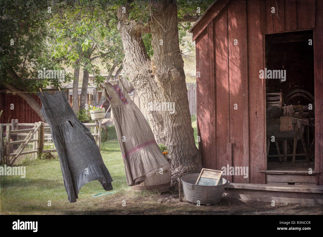 Canada British Columbia Cache Creek Vintage Clothes Drying At