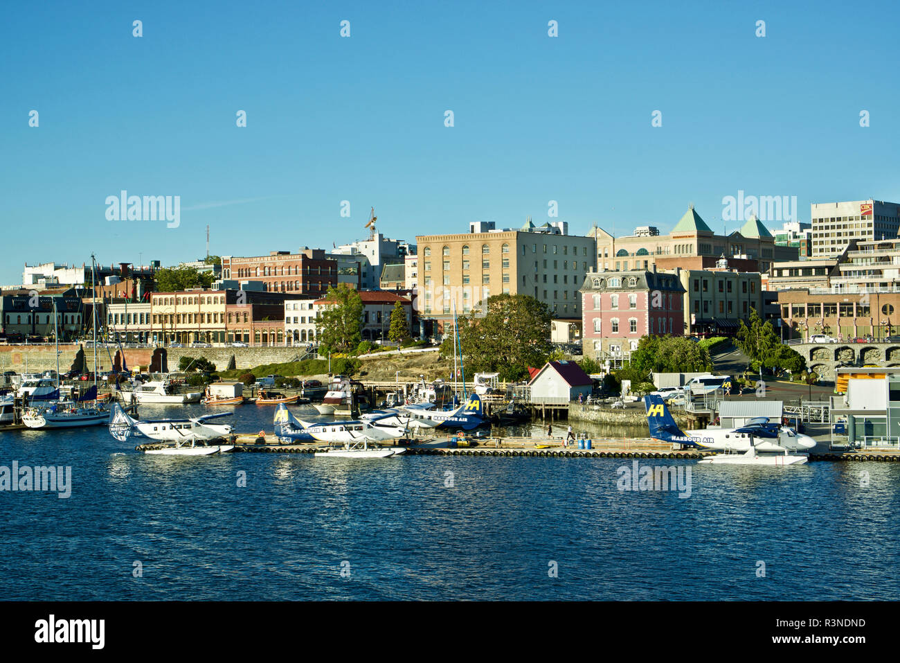 Canada, British Columbia. City of Victoria seen from the harbor Stock Photo