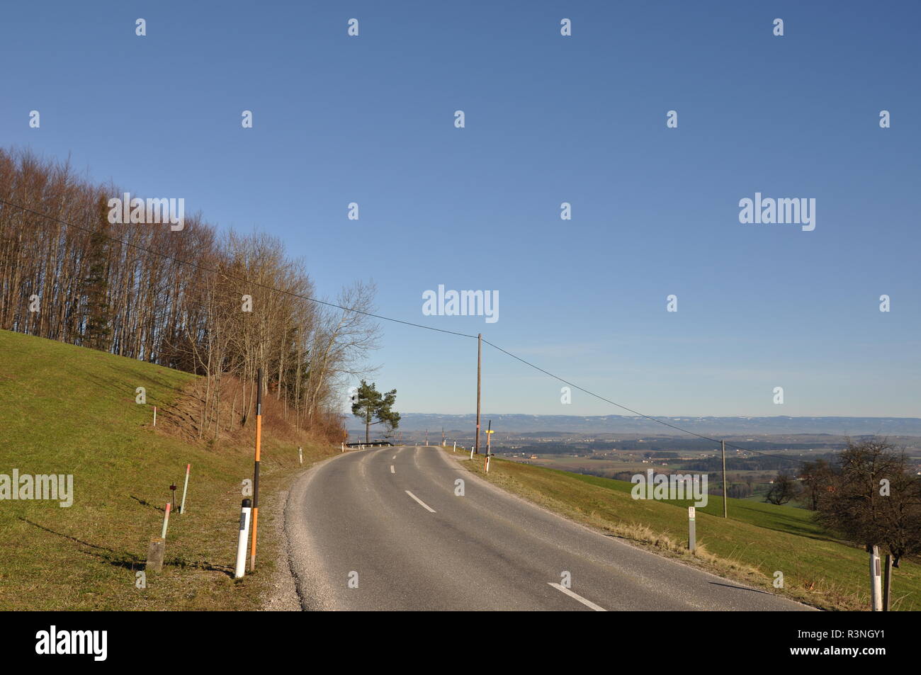 highway in the foothills of the alps Stock Photo