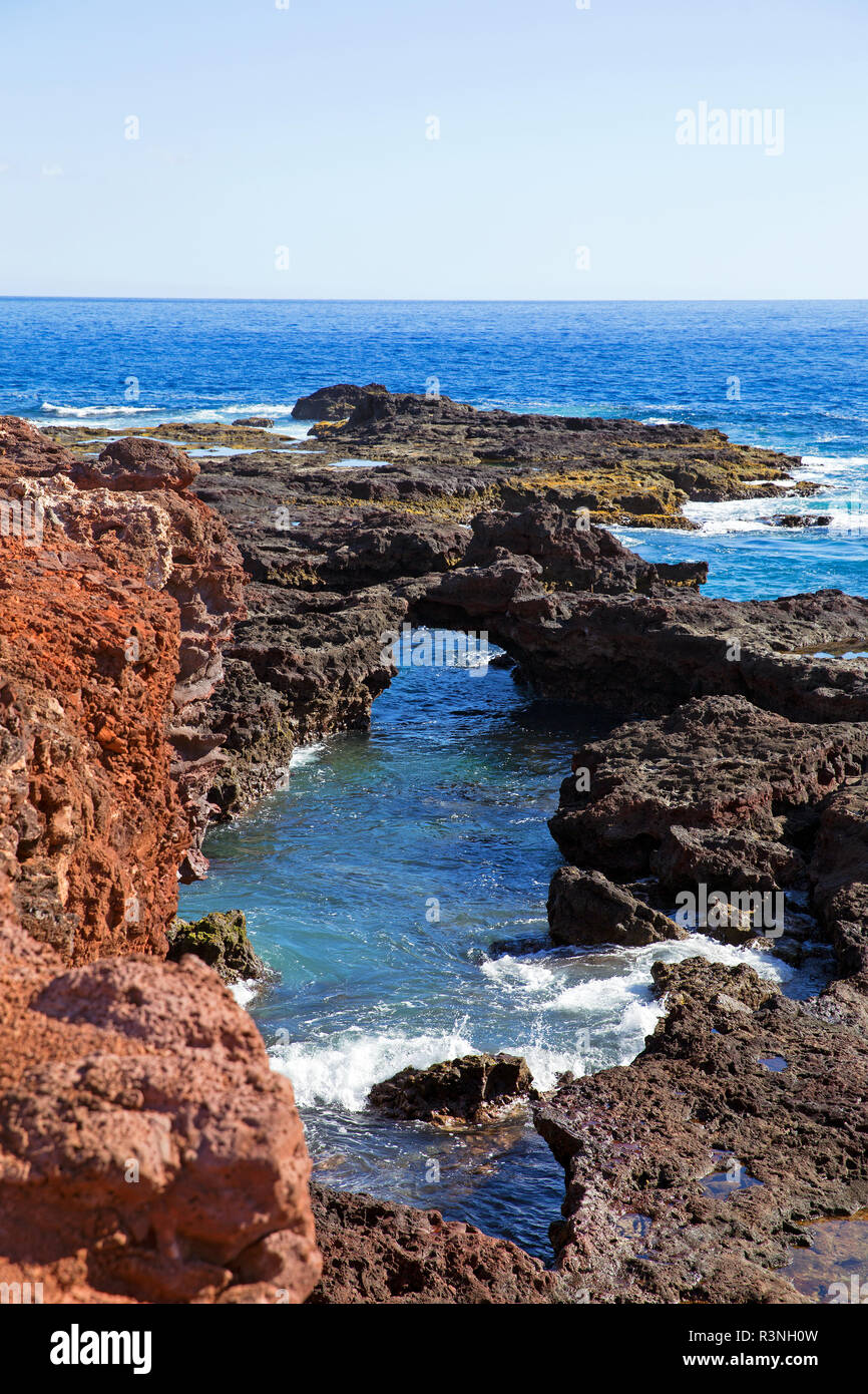Famous red cliffs of Lanai island, Hi USA Stock Photo