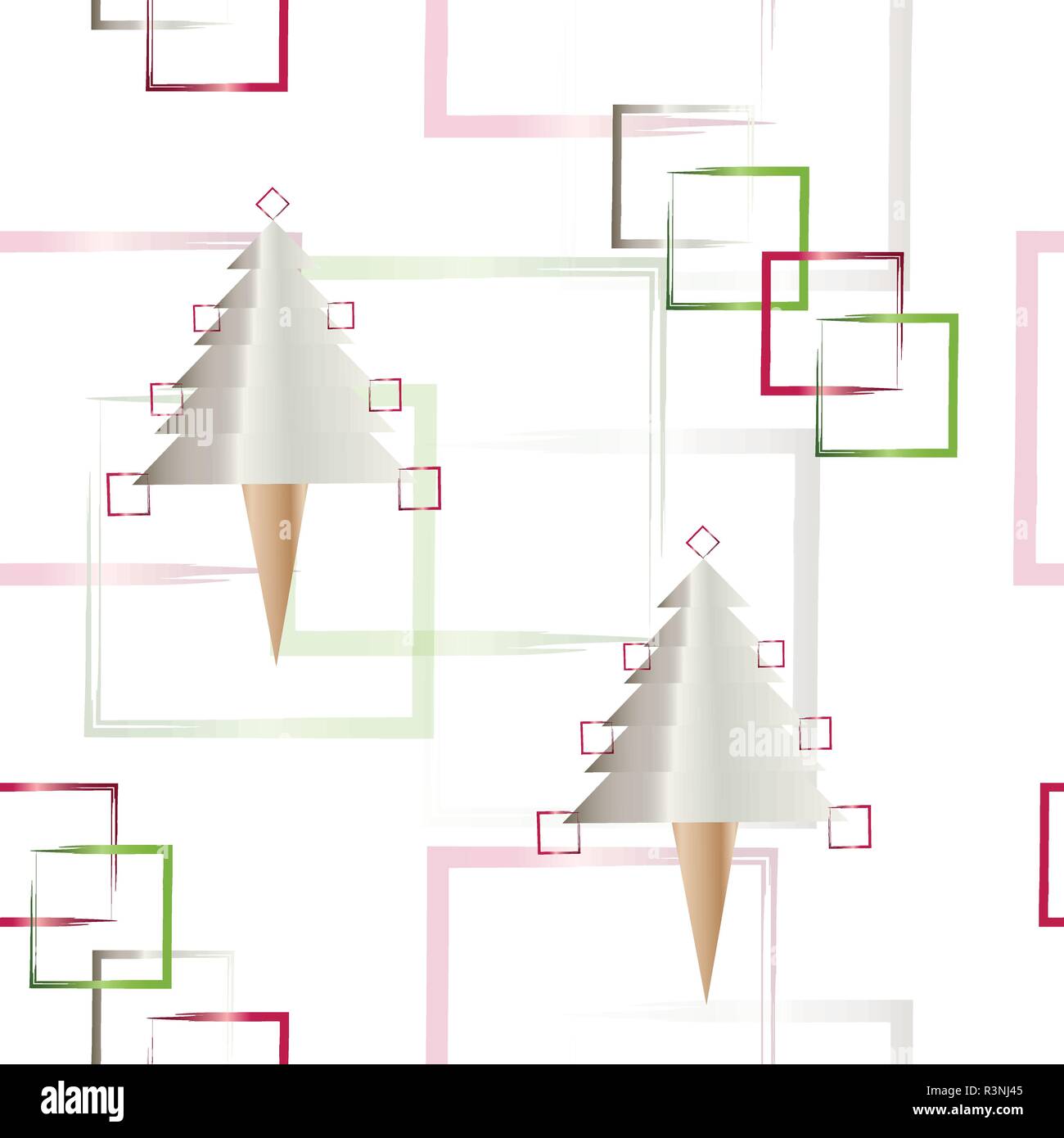 seamless pattern with Christmas trees vector and abstract shapes ...