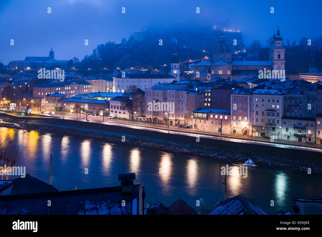 Austria, Salzburg, elevated city view from the Kapuzinerberg Stock Photo
