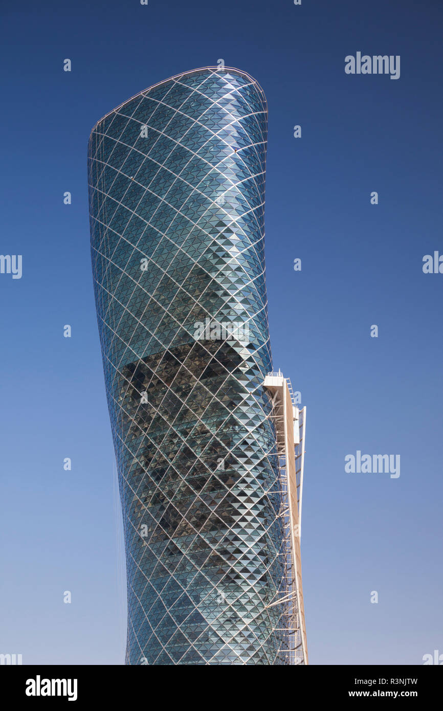 UAE, Abu Dhabi. Al Safarat Embassy Area, Capital Gate Tower Stock Photo