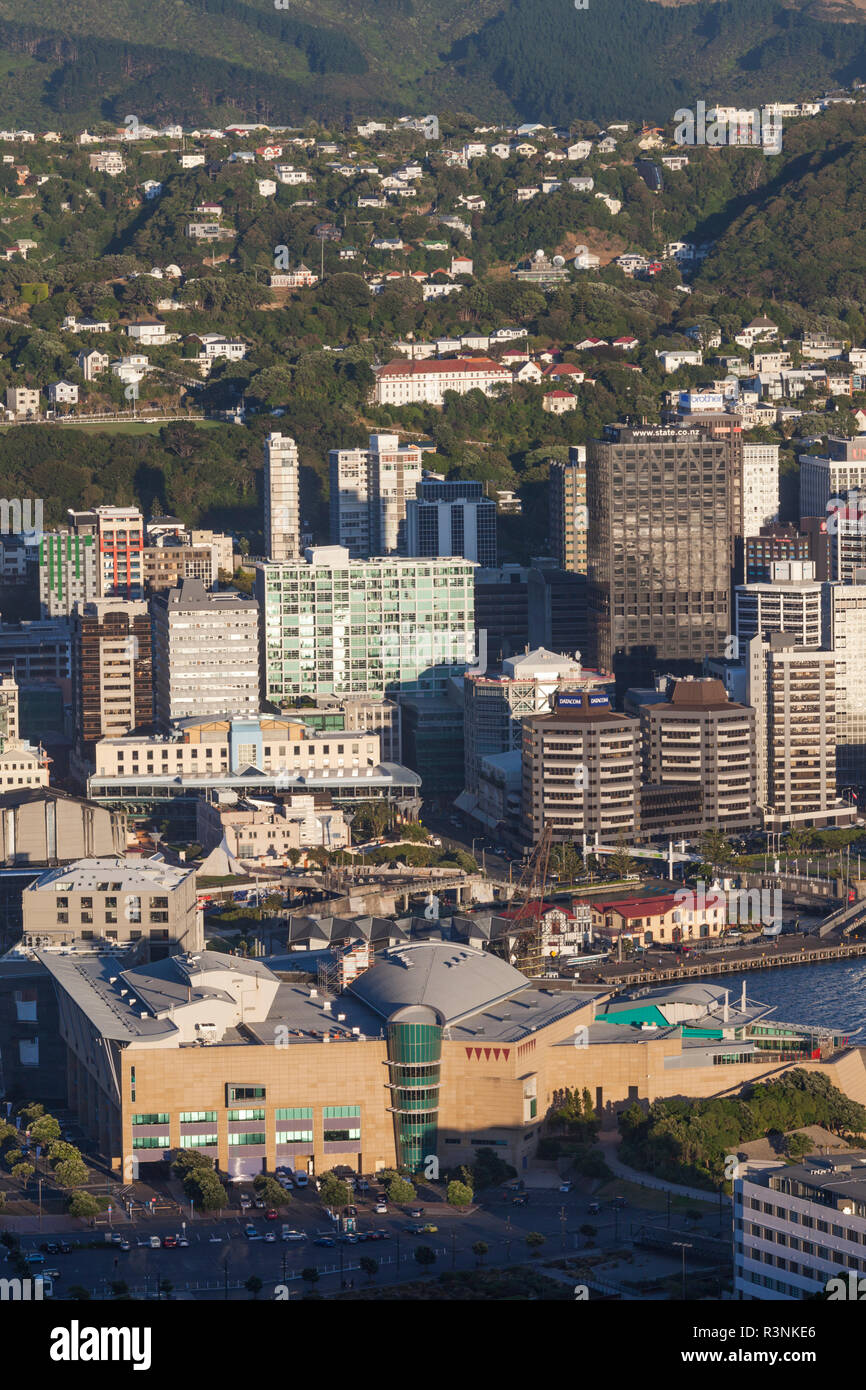 New Zealand, North Island, Wellington. Elevated city skyline from Mt. Victoria Stock Photo