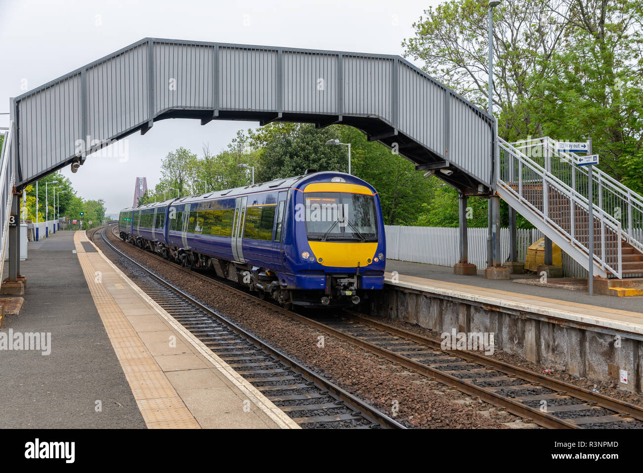 Dalmeny railway station near Bridge over Firth of Forth, Scotland Stock Photo