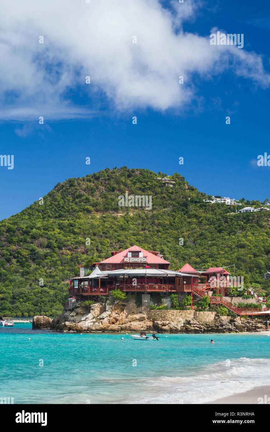 French West Indies, St-Barthelemy. Saint Jean Beach and Eden Roc Hotel Stock Photo