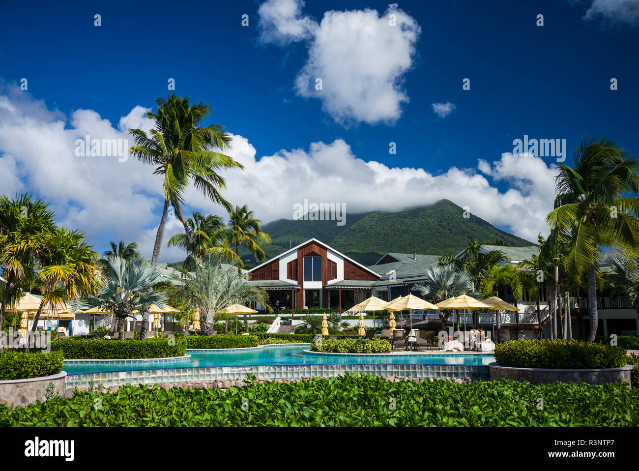 St. Kitts and Nevis, Nevis. Pinney's Beach, Four Seasons Resort Stock