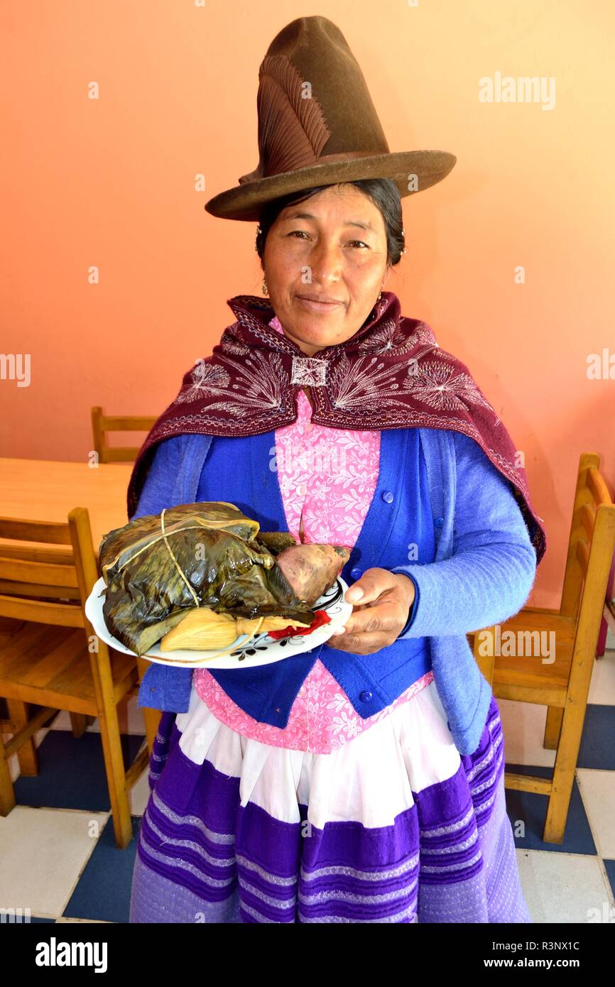 Pachamanca cooked to the stone in restaurant -Thermal Baths- Vicos community in CHANCOS. Department of Ancash.PERU                Stock Photo
