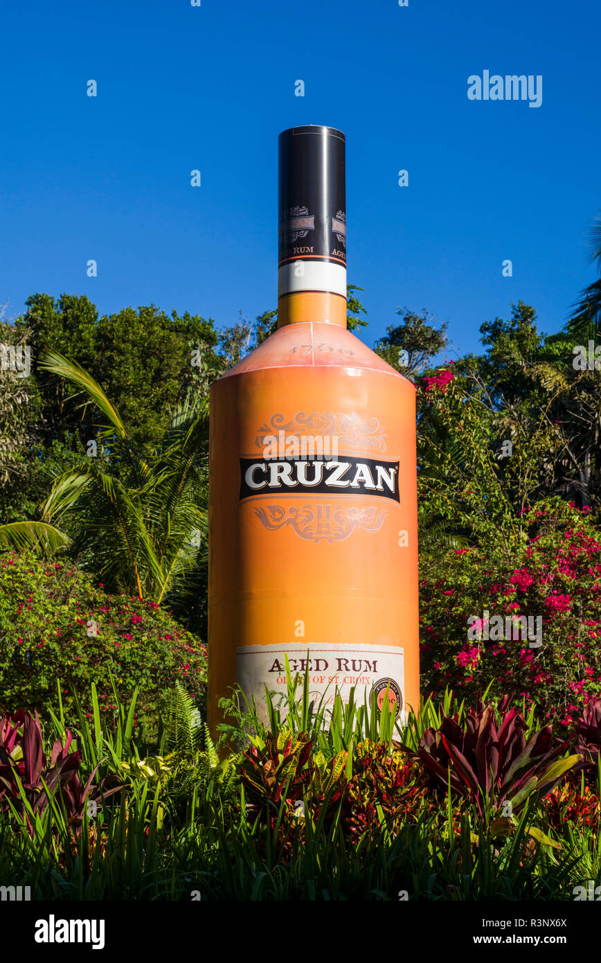 U.S. Virgin Islands, St. Thomas. Mountain Top, large bottle of Cruzan