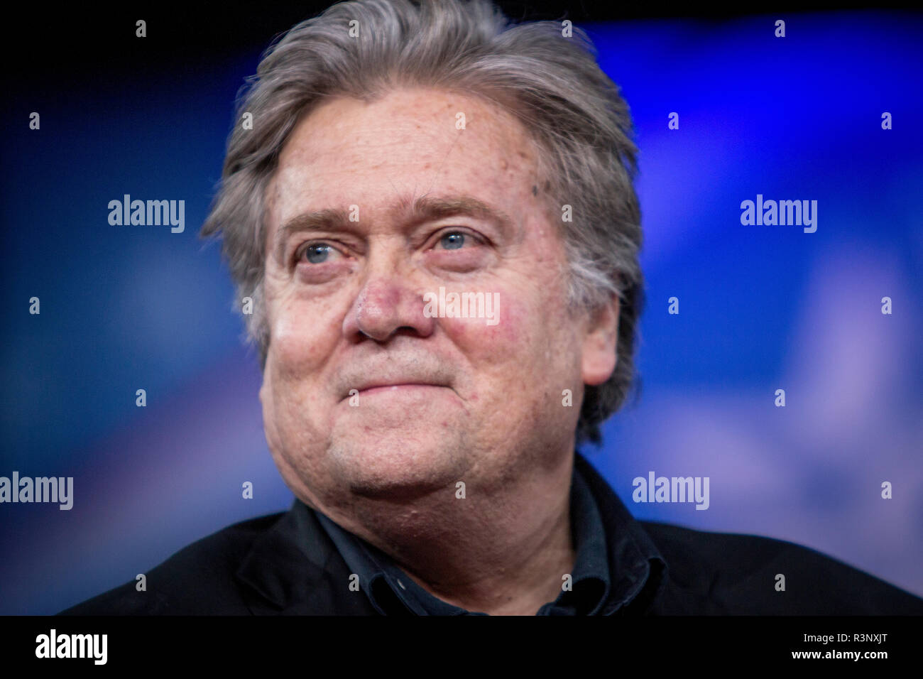 Steve Bannon at the CPAC, Conservative Political Action Conference back when he was White House Chief Strategist Stock Photo