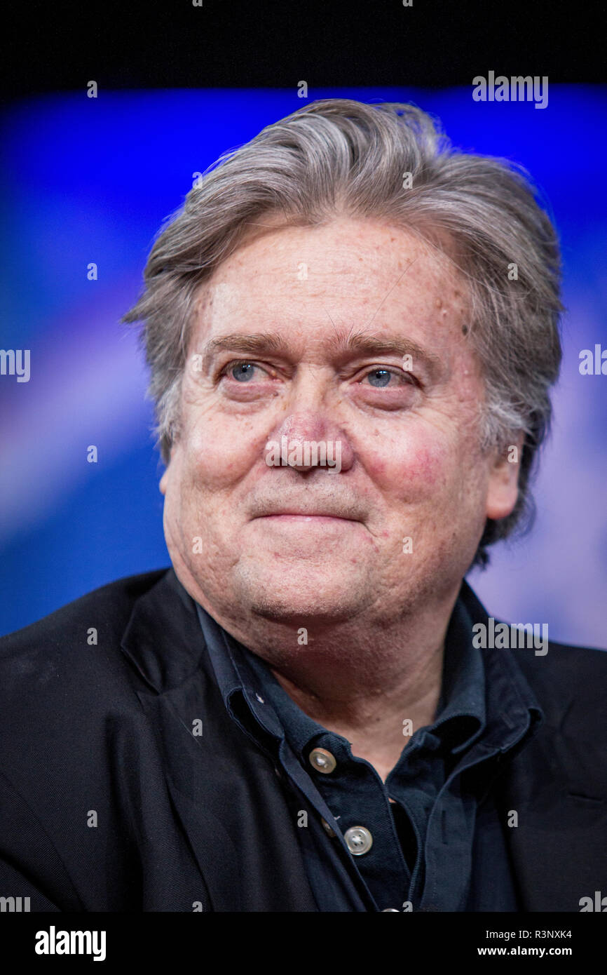 Steve Bannon at the CPAC, Conservative Political Action Conference back when he was White House Chief Strategist Stock Photo