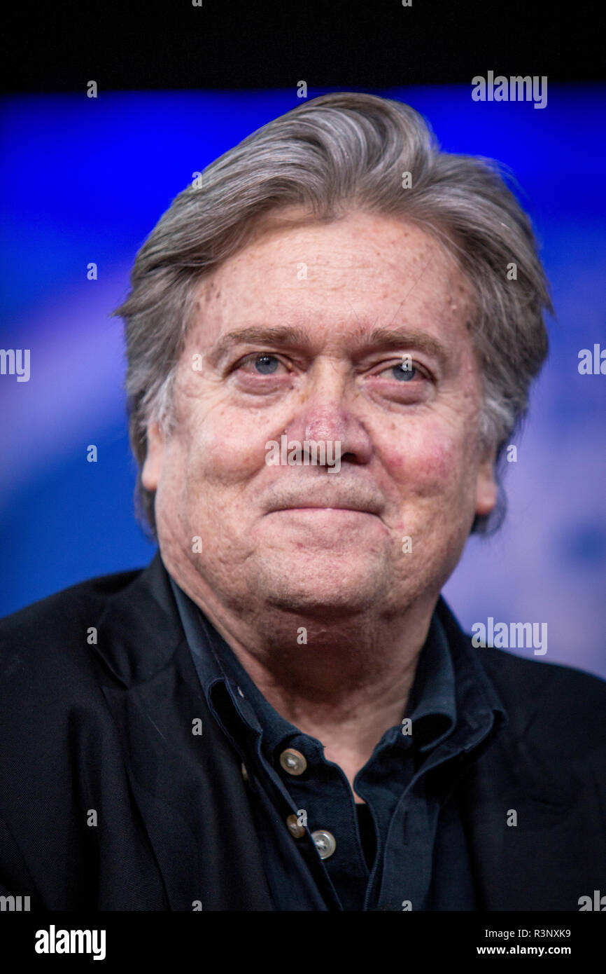 Steve Bannon at the CPAC, Conservative Political Action Conference back when he was White House Chief Strategist Stock Photo