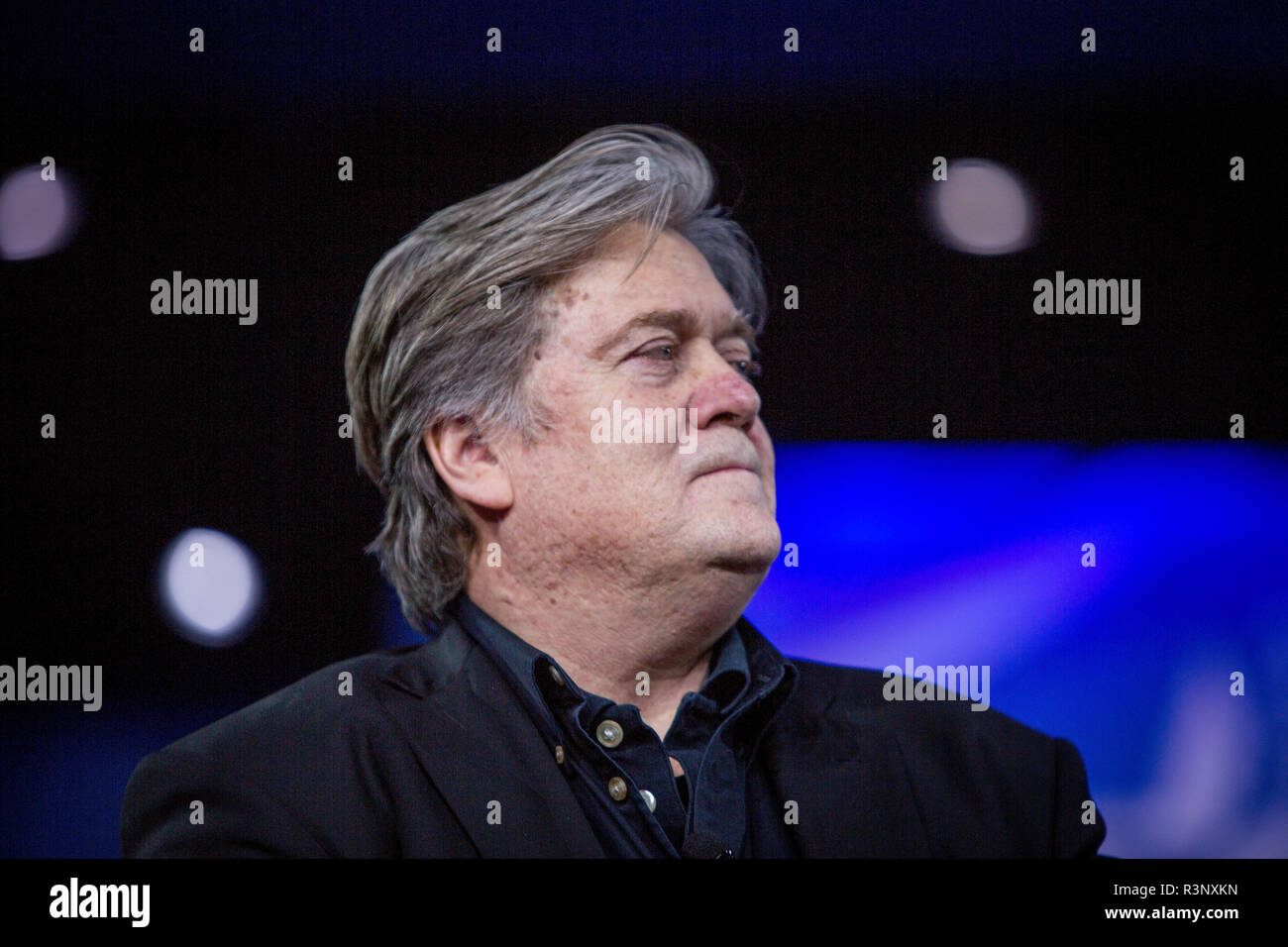 Steve Bannon at the CPAC, Conservative Political Action Conference back when he was White House Chief Strategist Stock Photo