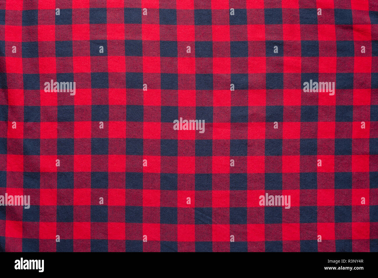 plaid material. Red dark blue cage clothes background Stock Photo