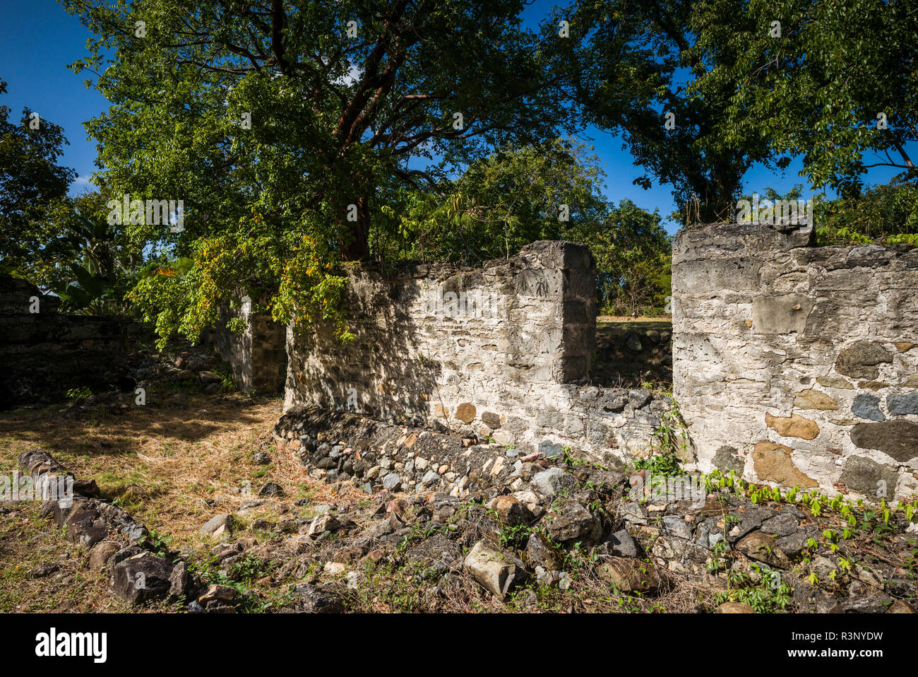 British Virgin Islands, Virgin Gorda. Nail Bay Sugar Mill Ruins Stock