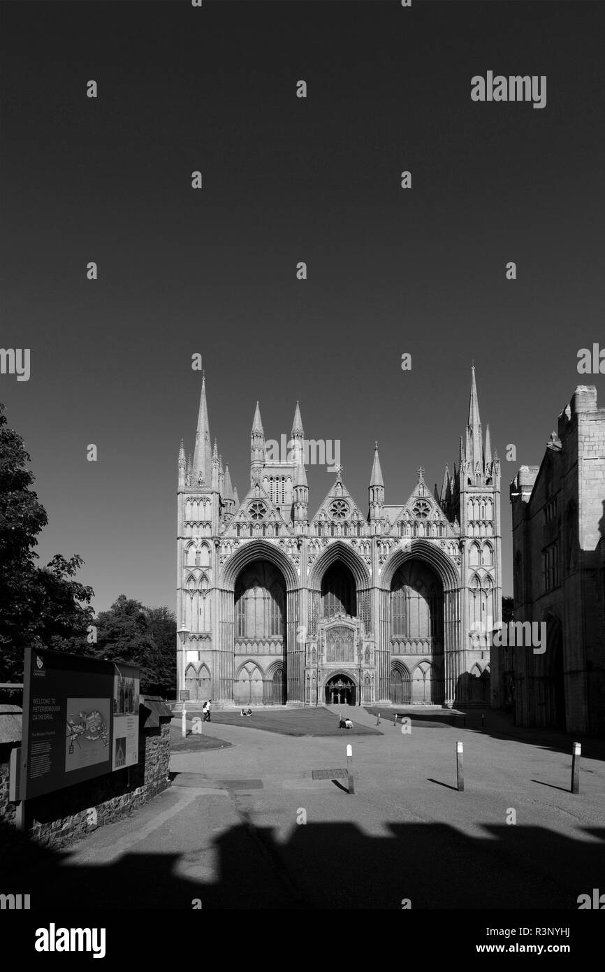 The West front facade of Peterborough City Cathedral, Cambridgeshire ...
