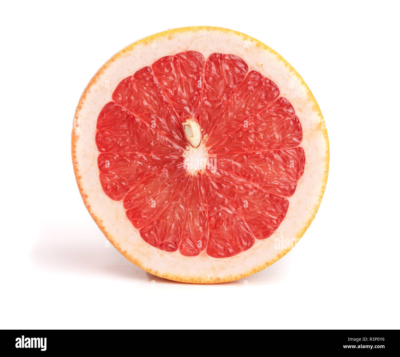 Grapefruit slices isolated on white background close-up Stock Photo