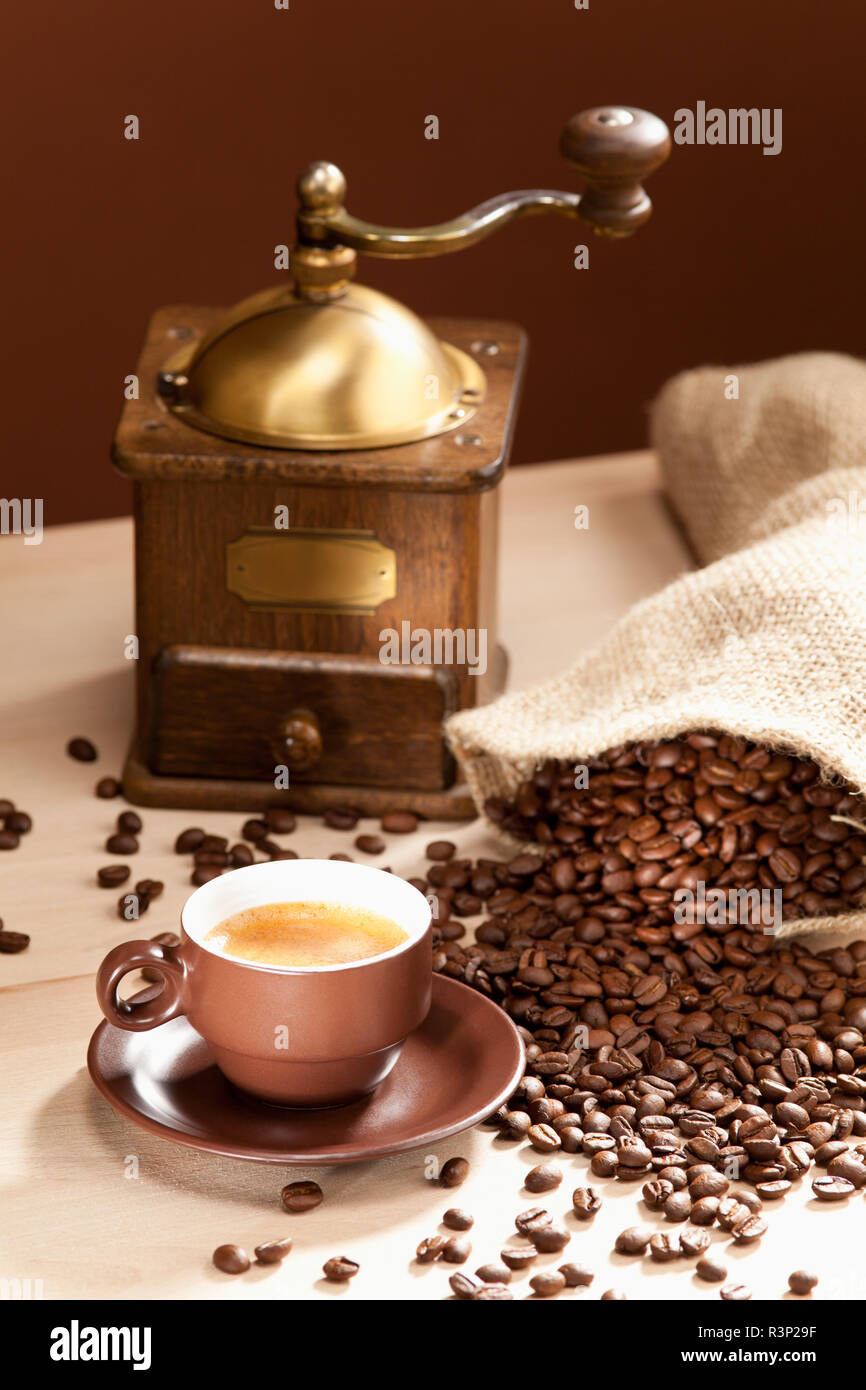 pleasure of freshly ground coffee beans Stock Photo Alamy