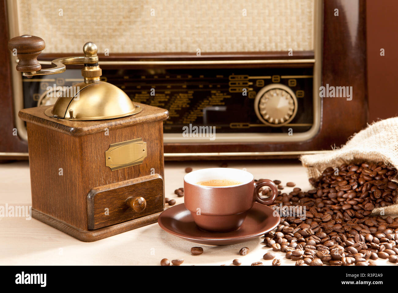 pleasure of freshly ground coffee beans Stock Photo Alamy
