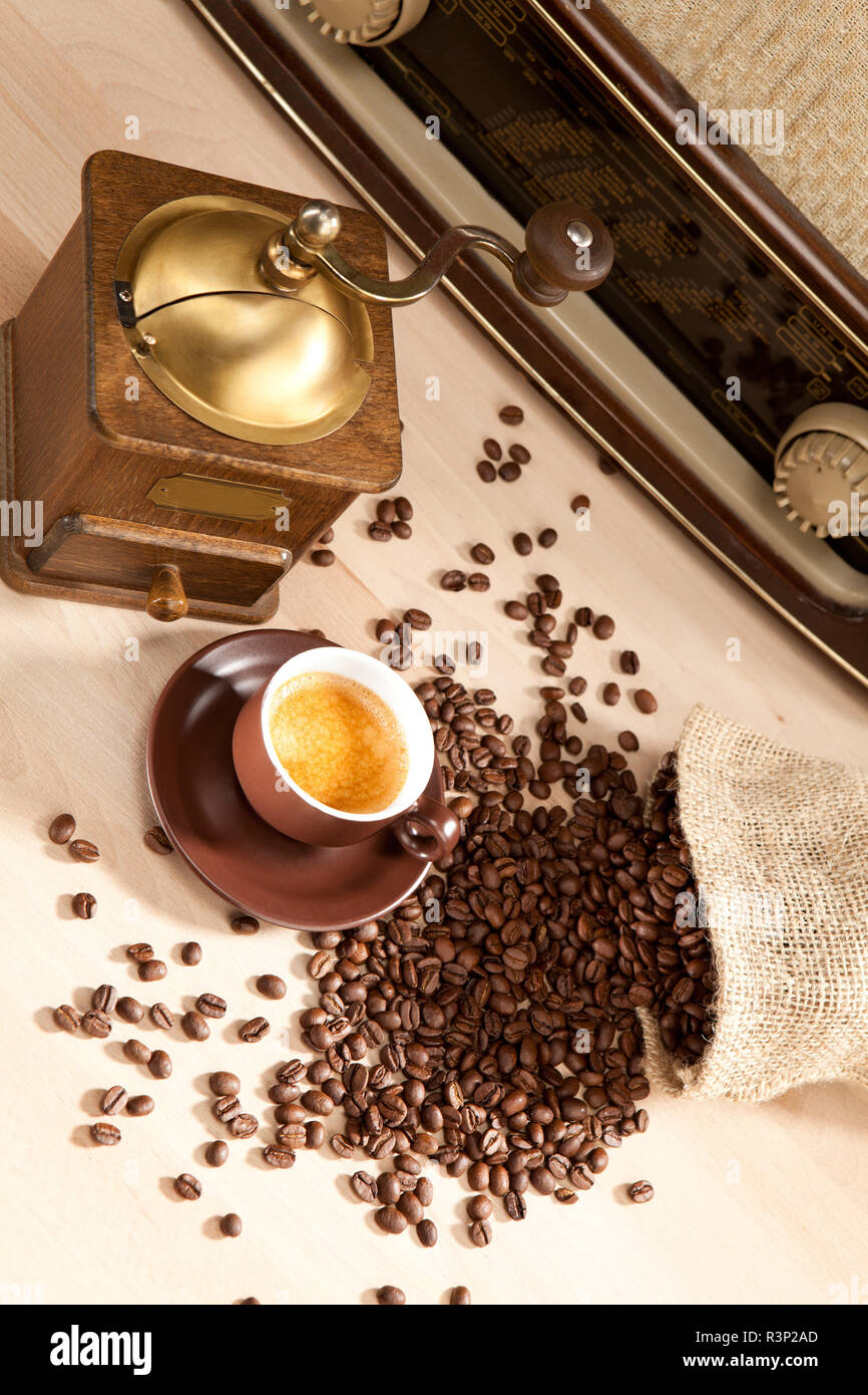pleasure of freshly ground coffee beans Stock Photo Alamy
