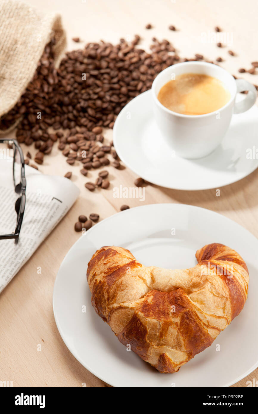 aromatic breakfast with classical reading Stock Photo