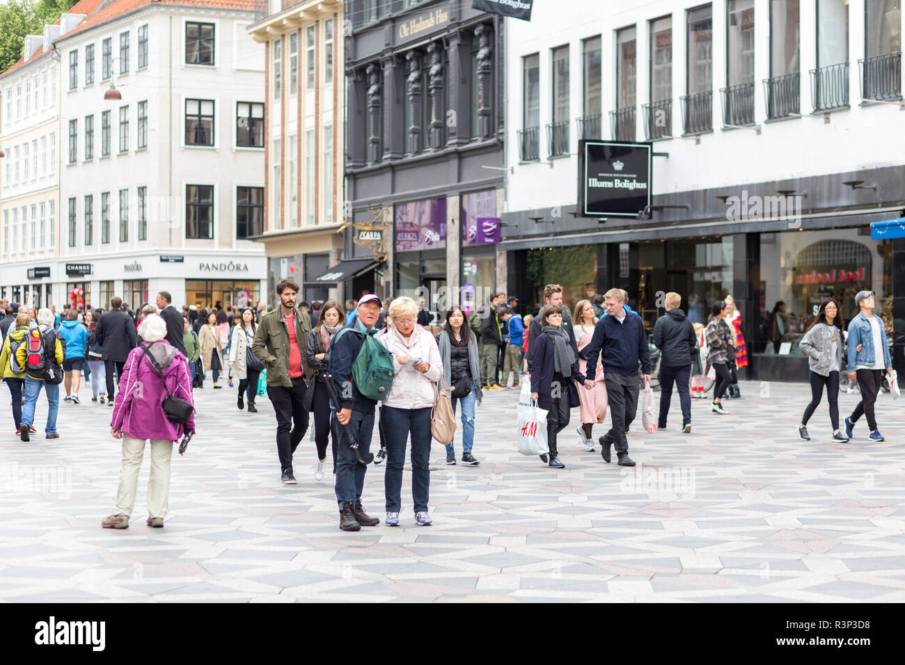Main shopping street Stroget in Copenhagen, Denmark Stock Photo