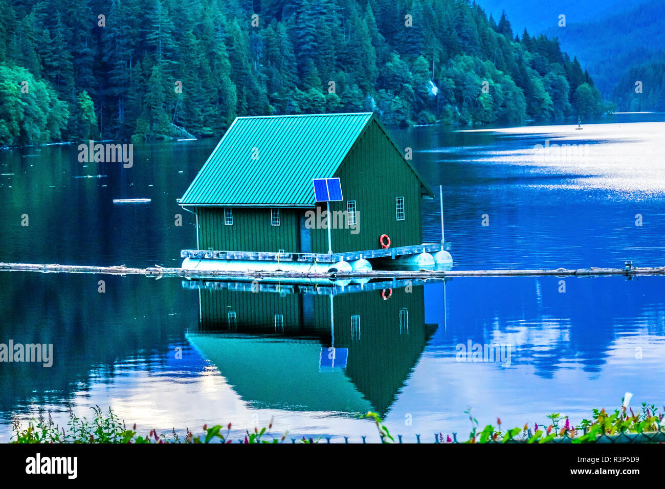 Green building, Capilano Lake, Vancouver, British Columbia, Canada Stock Photo Alamy
