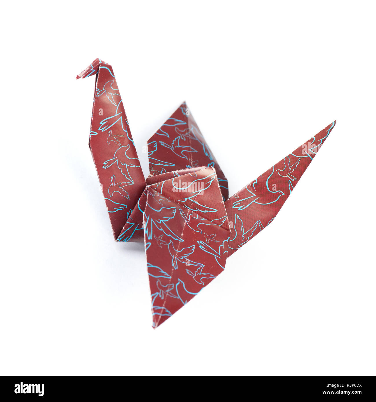 Origami crane isolated on a white background Stock Photo