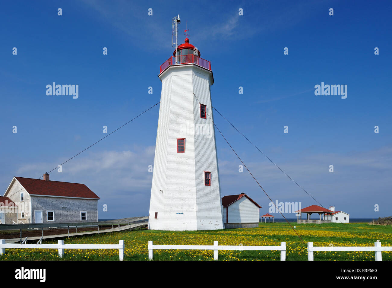 Canada, New Brunswick. Miscou Island Lighthouse. Stock Photo