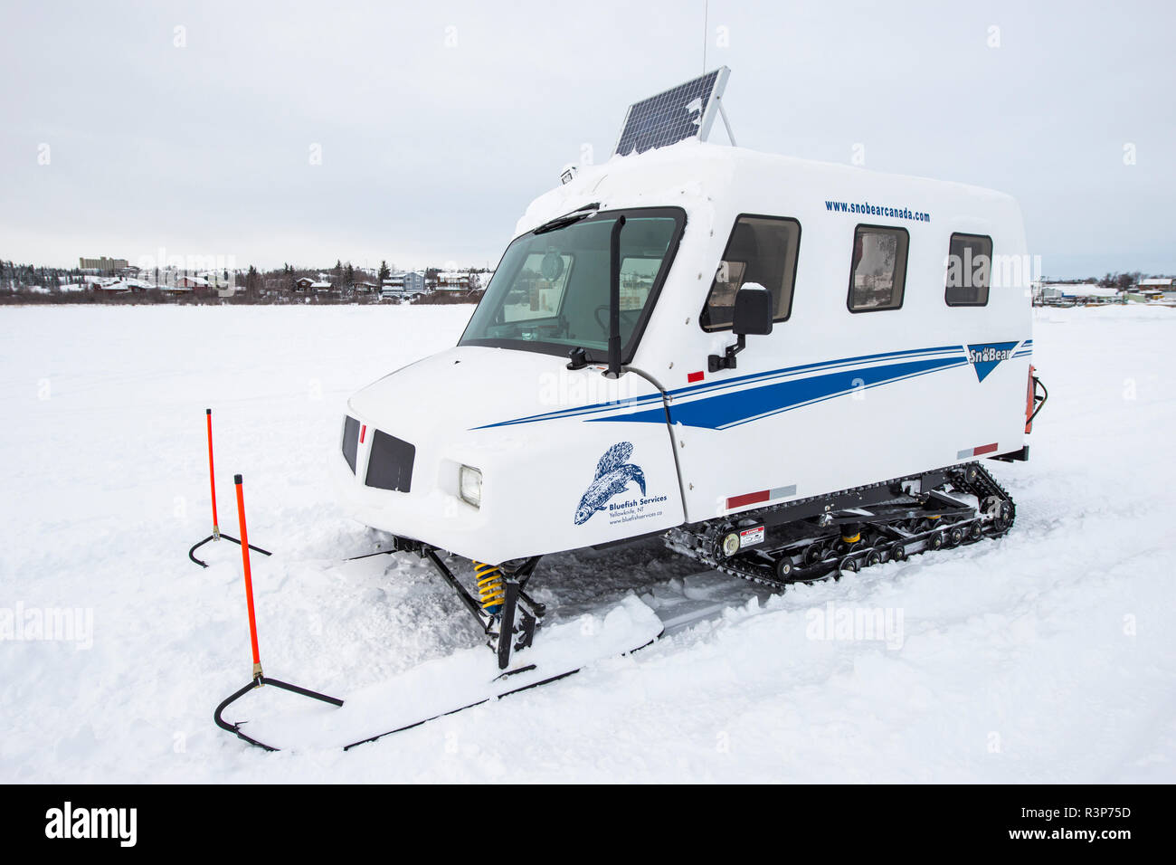 Snobear snow track vehicle, Ice fishing, Great Slave Lake, Yellowknife,  Northwest Territories, Canada Stock Photo - Alamy