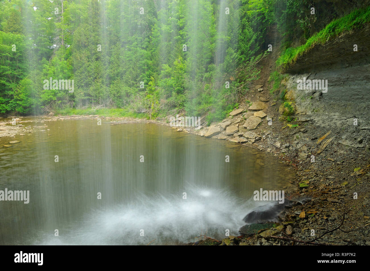 Canada, Ontario, Manitoulin Island. Kagawong River at Bridal Veil Falls