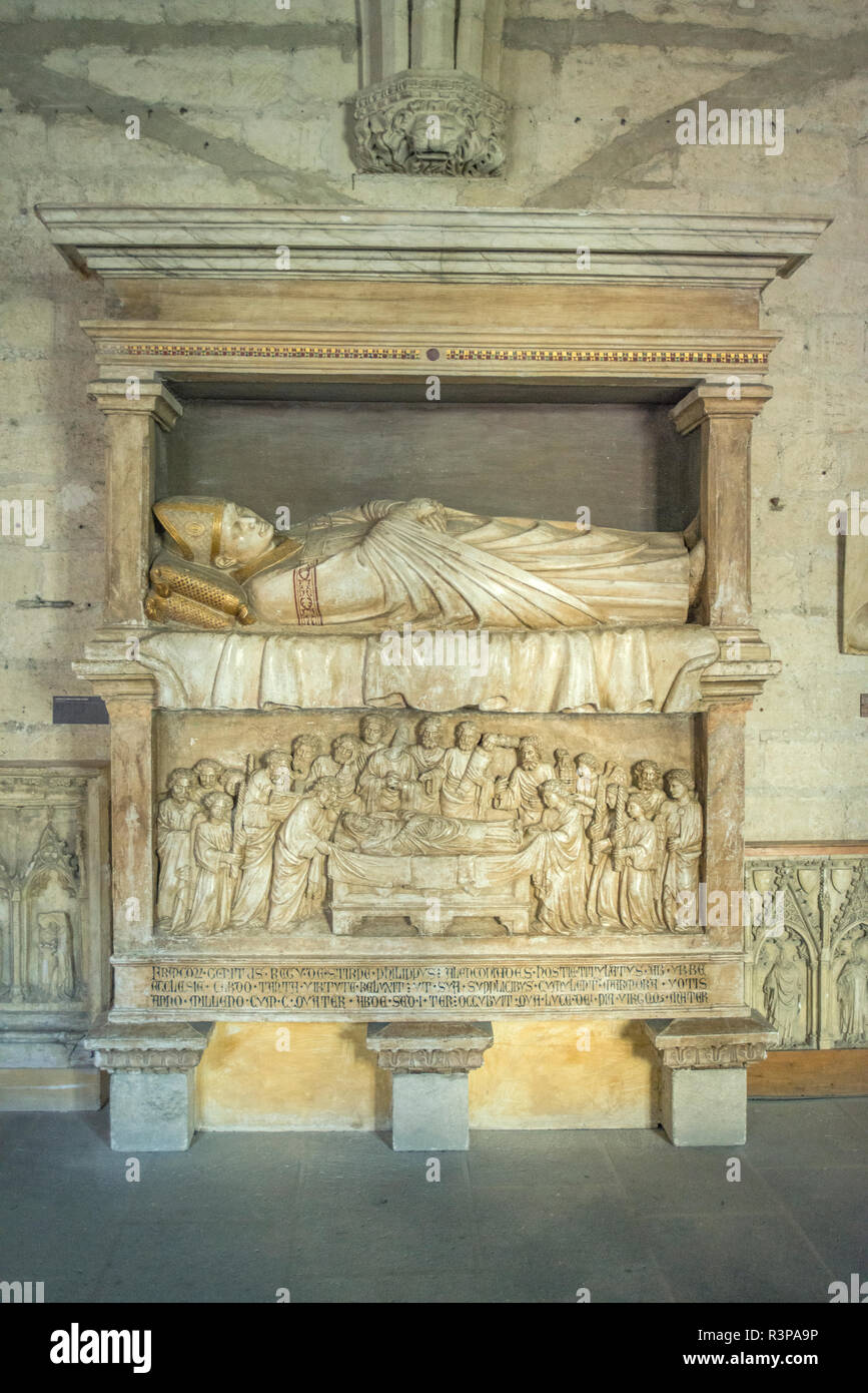 Sarcophagus of pope, Pope's Palace, Avignon, France Stock Photo