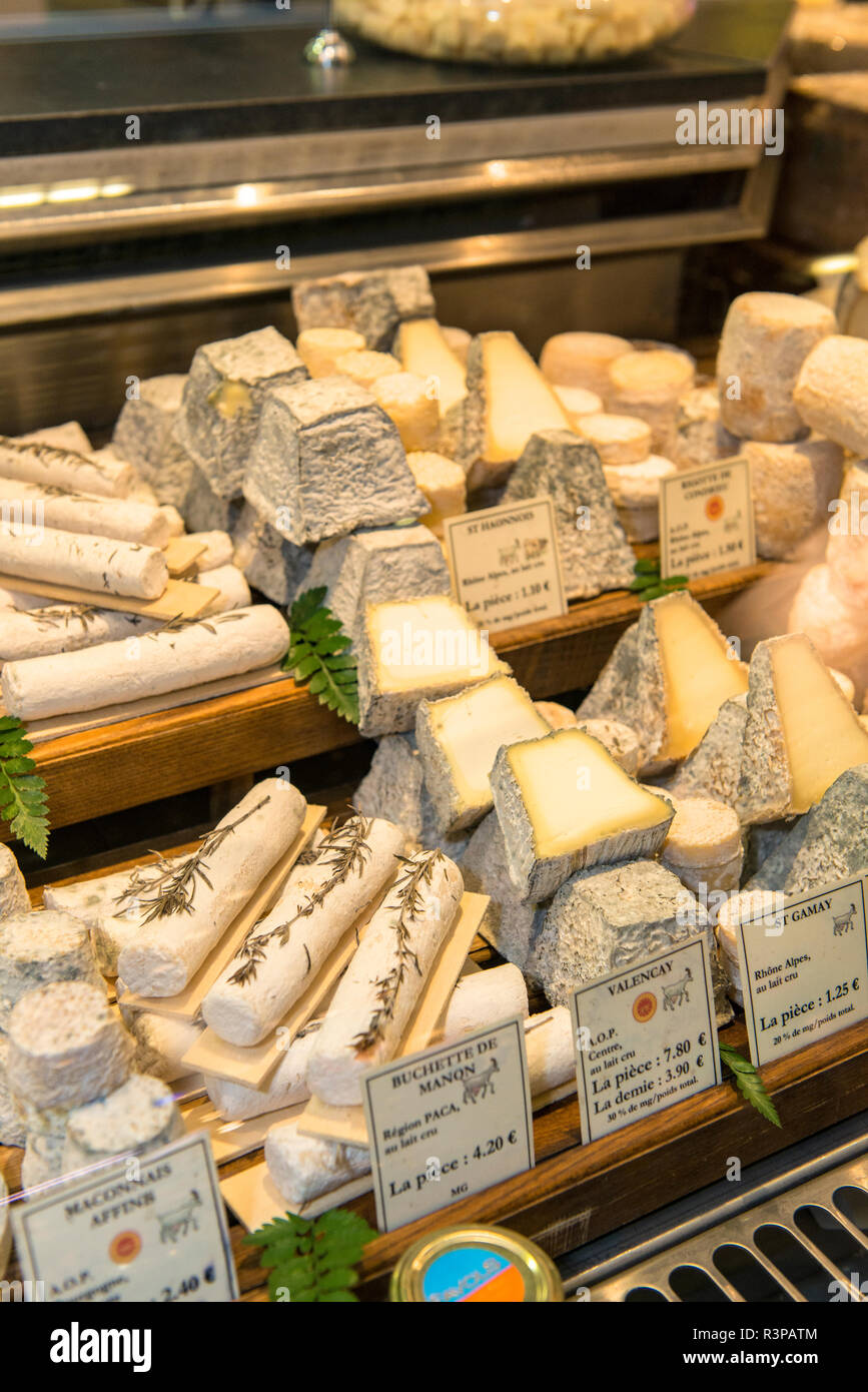 Cheese vendor, Halles de Lyon, Lyon, France, Europe Stock Photo Alamy