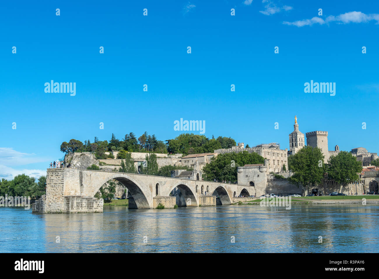 Avignon Bridge and Pope's Palace, Avignon, Provence, France, Europe Stock Photo