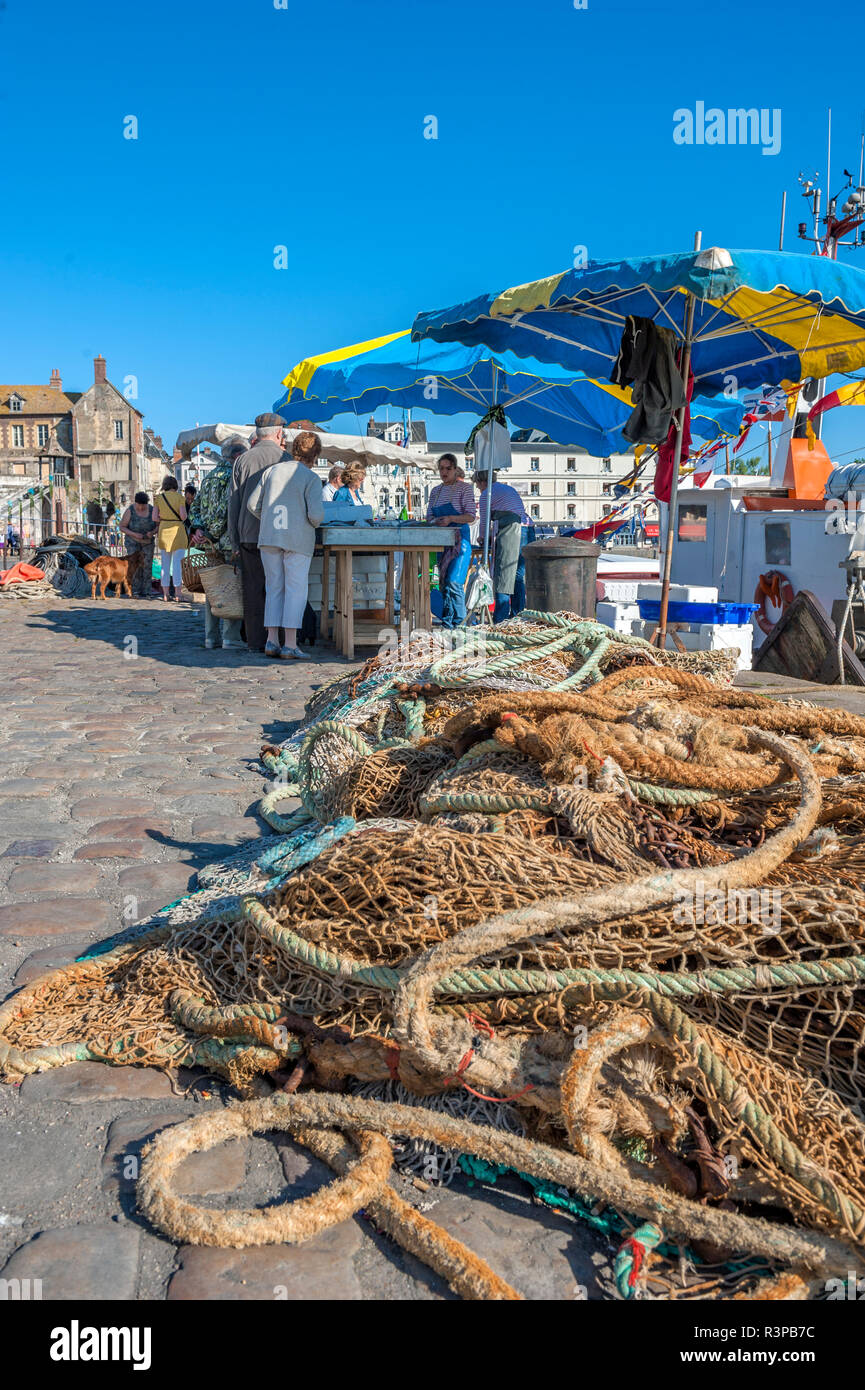 Outdoor fish market, Honfleur, Normandy, France Stock Photo Alamy
