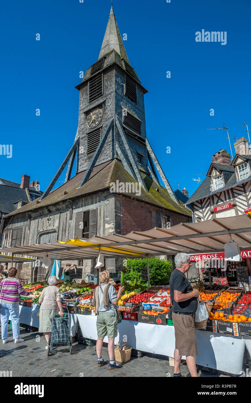 Vegetable market, St. Catherine's square, Honfleur, Normandy, France