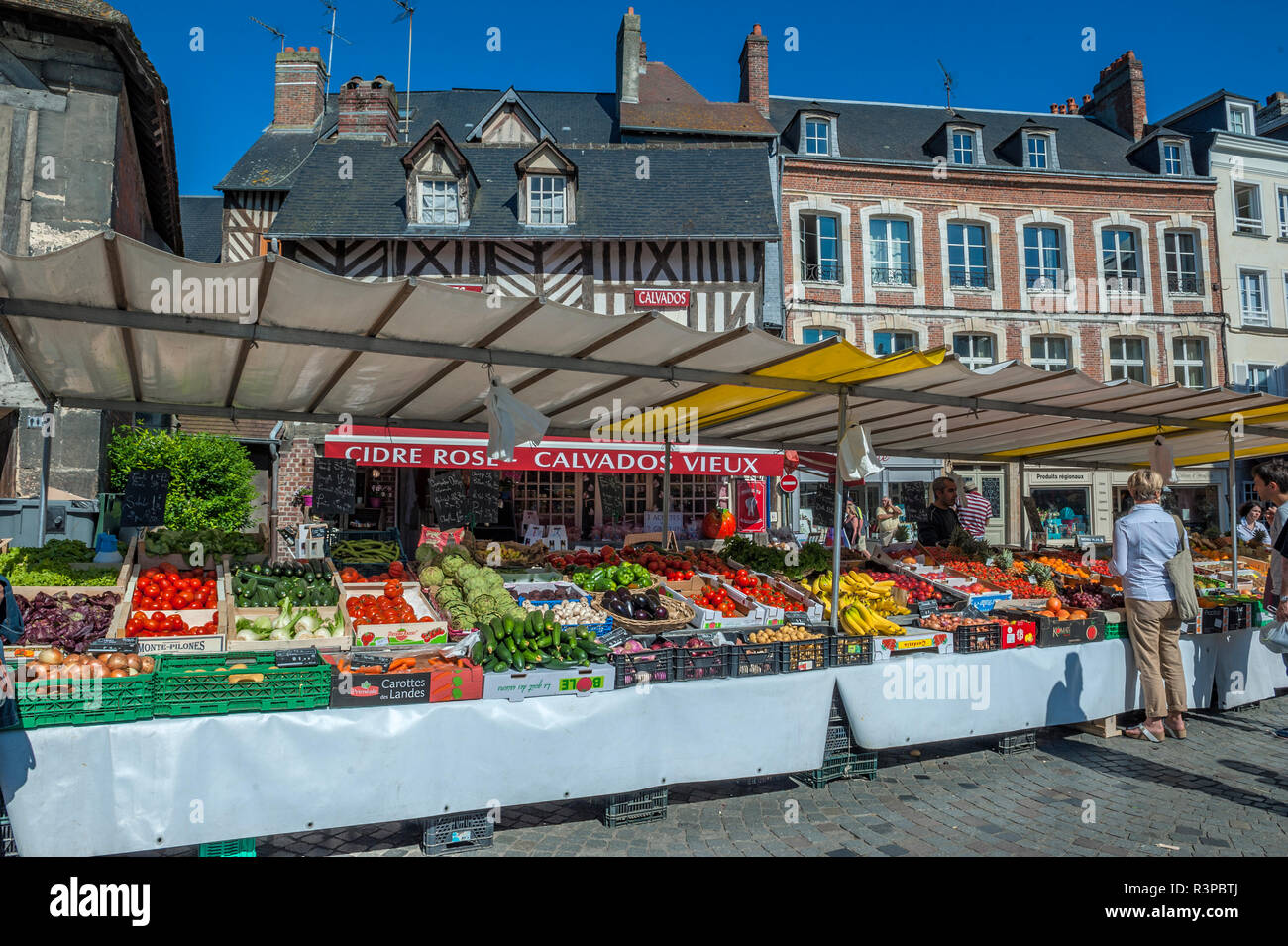 Vegetable market, St. Catherine's square, Honfleur, Normandy, France