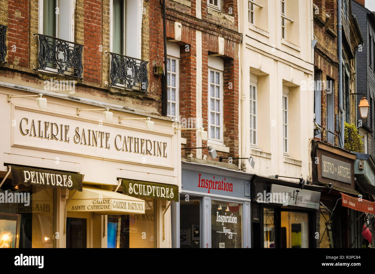 Shops and galleries, Honfleur, Normandy, France Stock Photo Alamy